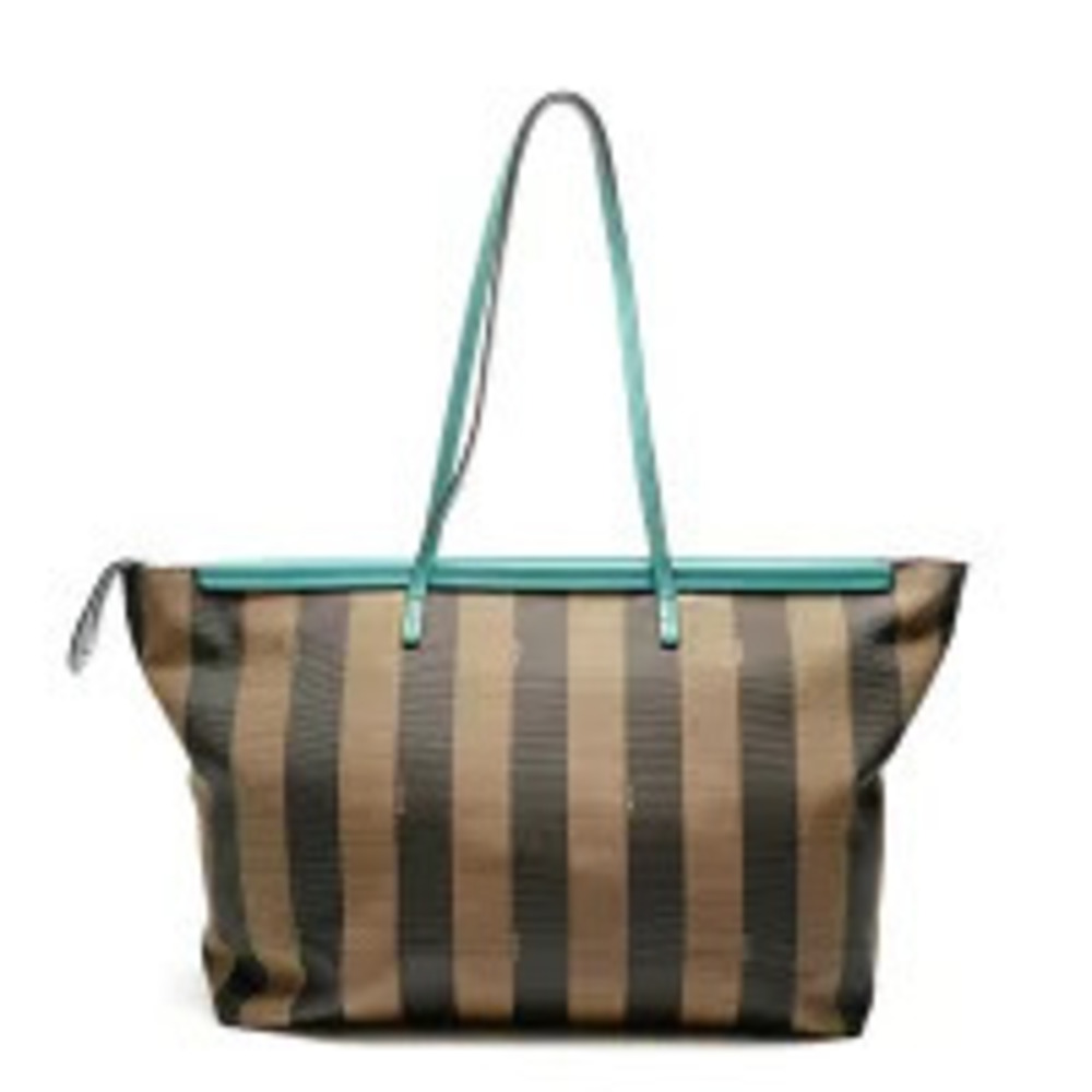 Fendi Pequin Canvas Leather Shoulder Bag Brown